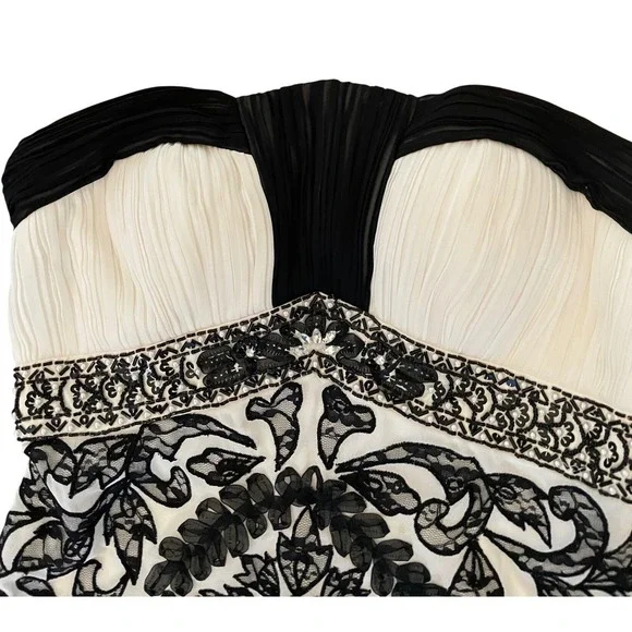 Sue Wong Walt Disney Strapless Black White Cocktail Dress Beaded Lace Size 8 - Picture 4 of 9